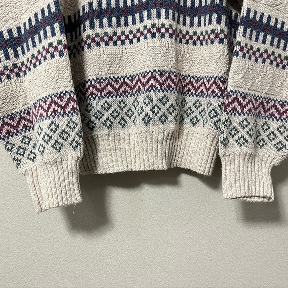 Vintage Cambridge Sweater Mens Medium Geometric Iceland Wool Jumper Grandpa - Picture 5 of 6